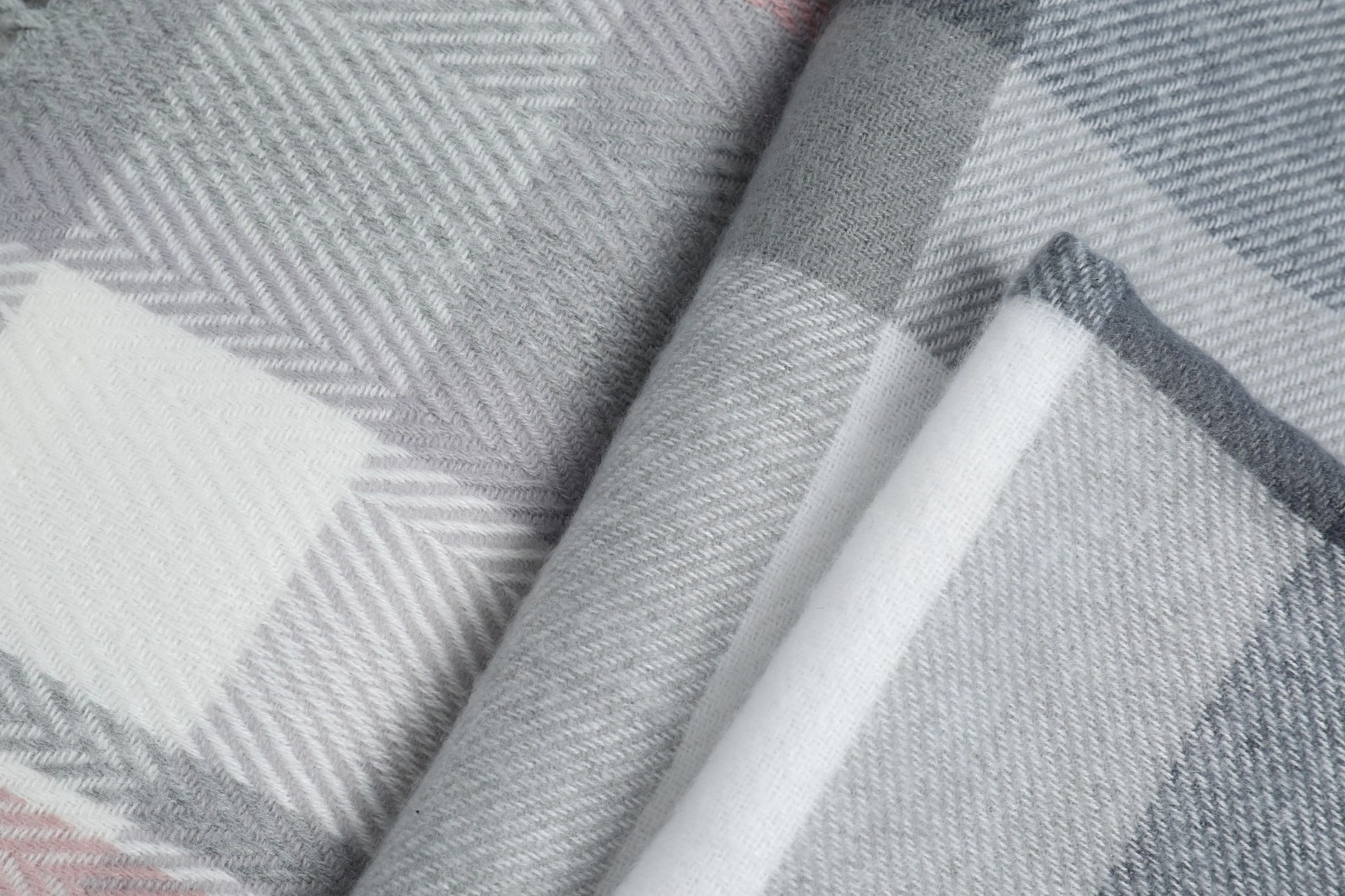 Soft checkered scarf fabric close-up